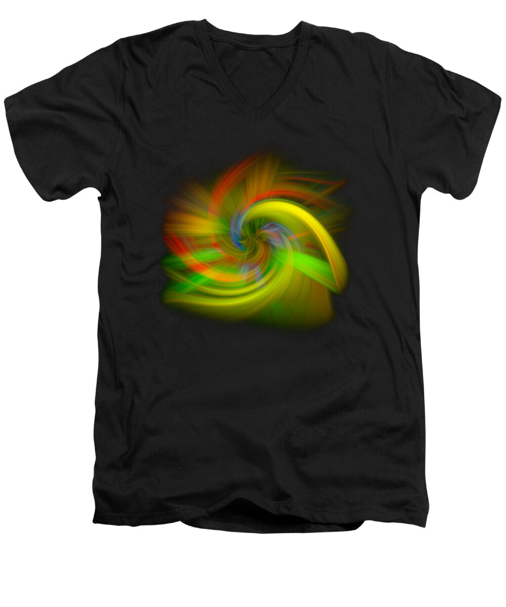 Abstract Men's V-Neck T-Shirt featuring the photograph Candy Mountain Twirl by Debra and Dave Vanderlaan
