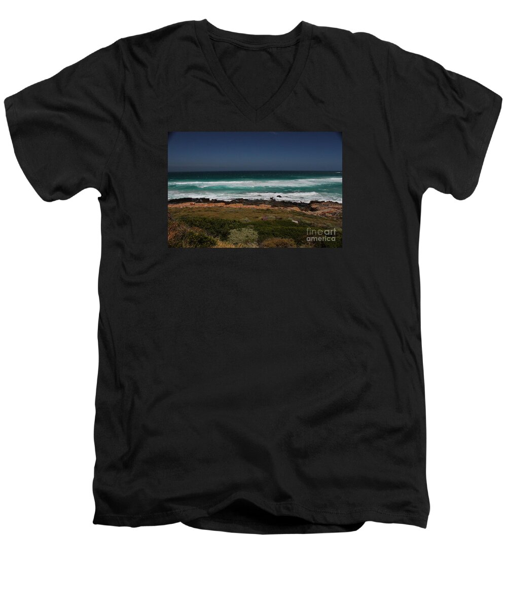 Witsands-soetwater Coastal Conservancy Men's V-Neck T-Shirt featuring the photograph Capetown Penisula Beach by Bev Conover