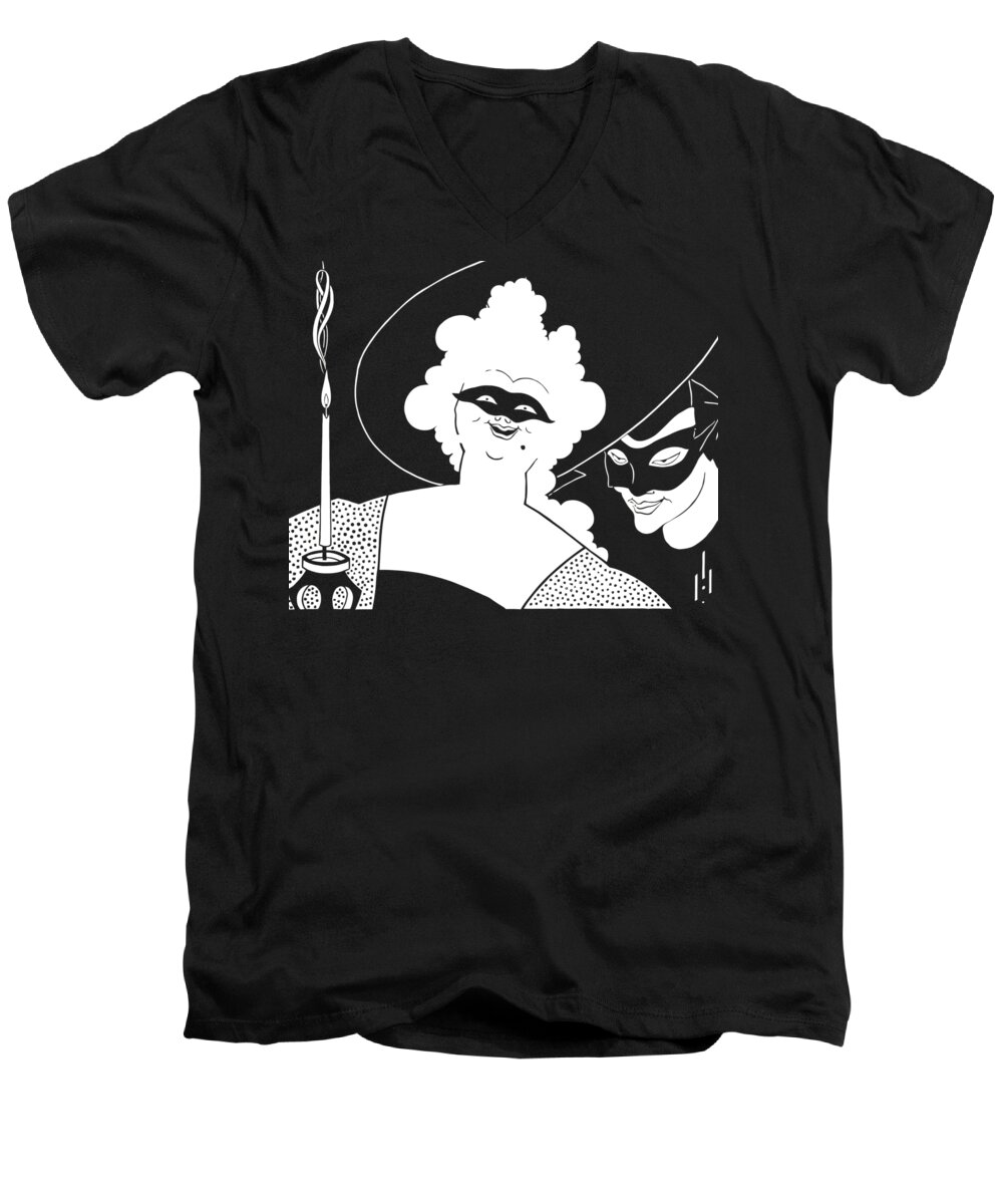  Goth Men's V-Neck T-Shirt featuring the digital art Carnival or Masquerade ball by Heidi De Leeuw