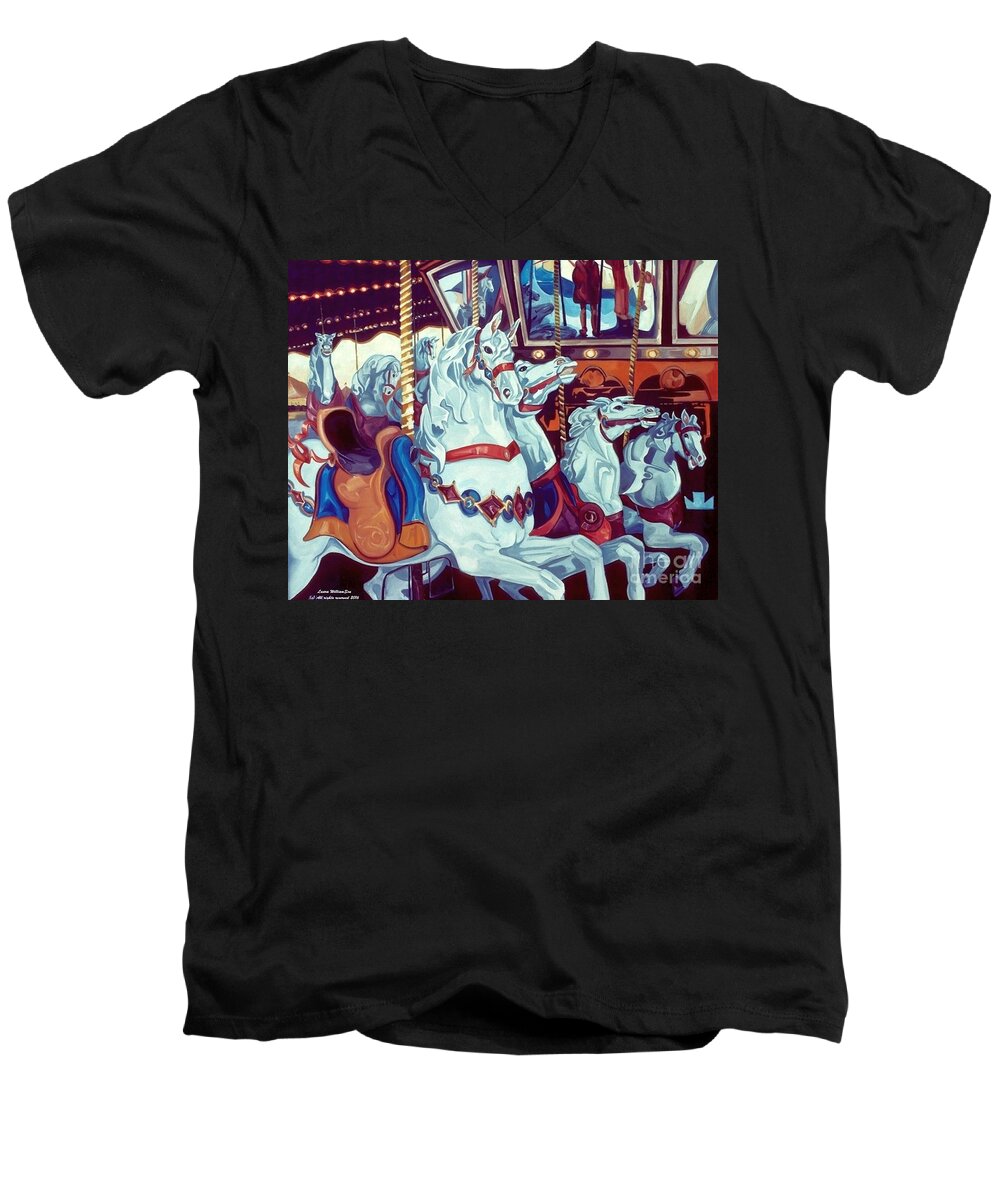 Horses Men's V-Neck T-Shirt featuring the painting Carousel by Laara WilliamSen