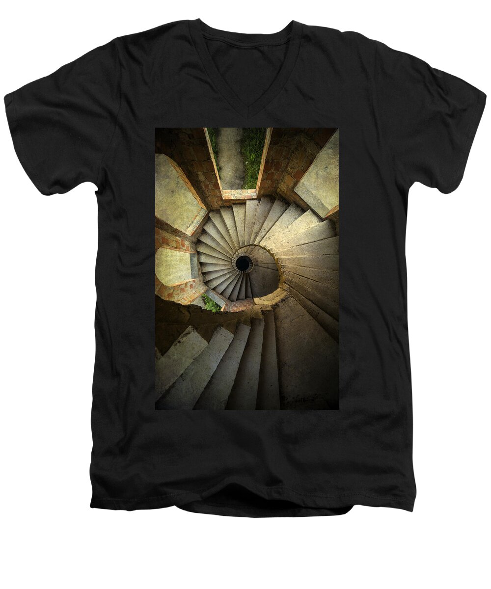 Architecture Men's V-Neck T-Shirt featuring the photograph Castle of unfinished dreams by Jaroslaw Blaminsky