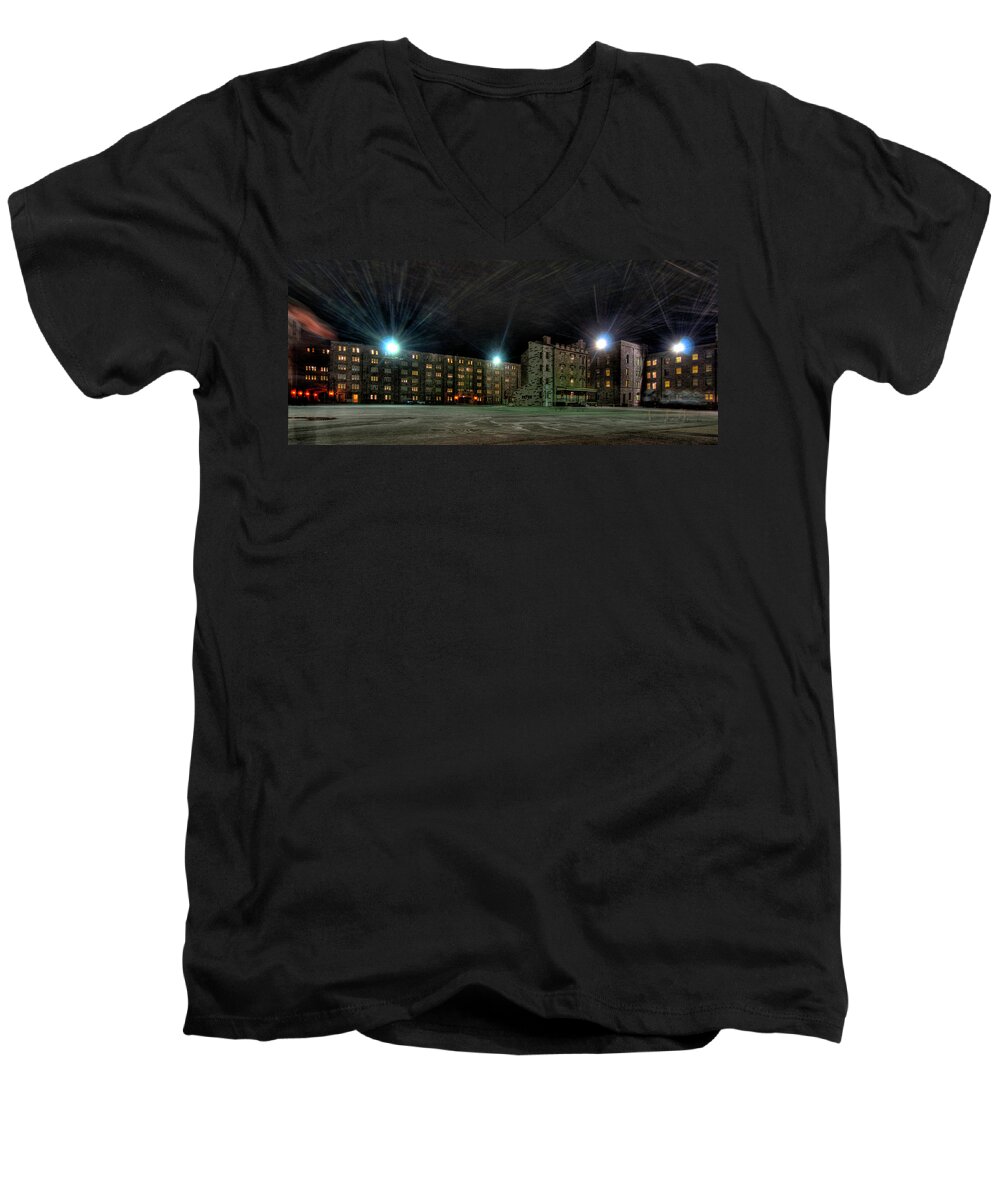 West Point Men's V-Neck T-Shirt featuring the photograph Central Area at Night by Dan McManus