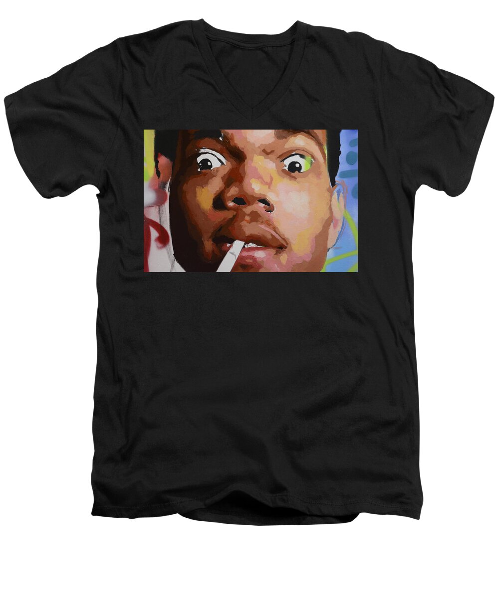 Biggie Men's V-Neck T-Shirt featuring the painting Chance by Richard Day