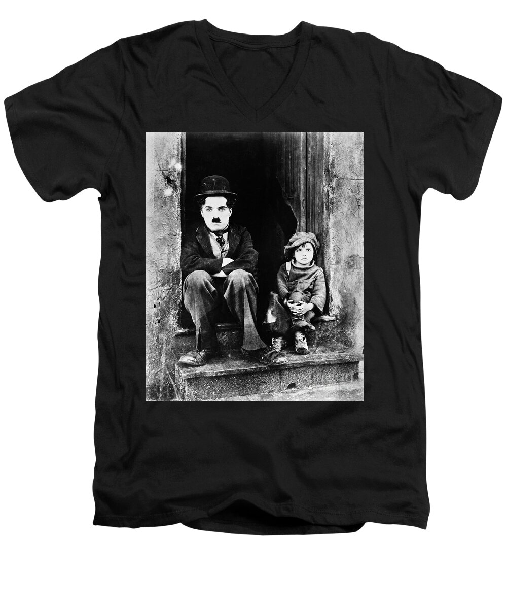 1921 Men's V-Neck T-Shirt featuring the photograph The Kid, 1921 by Granger