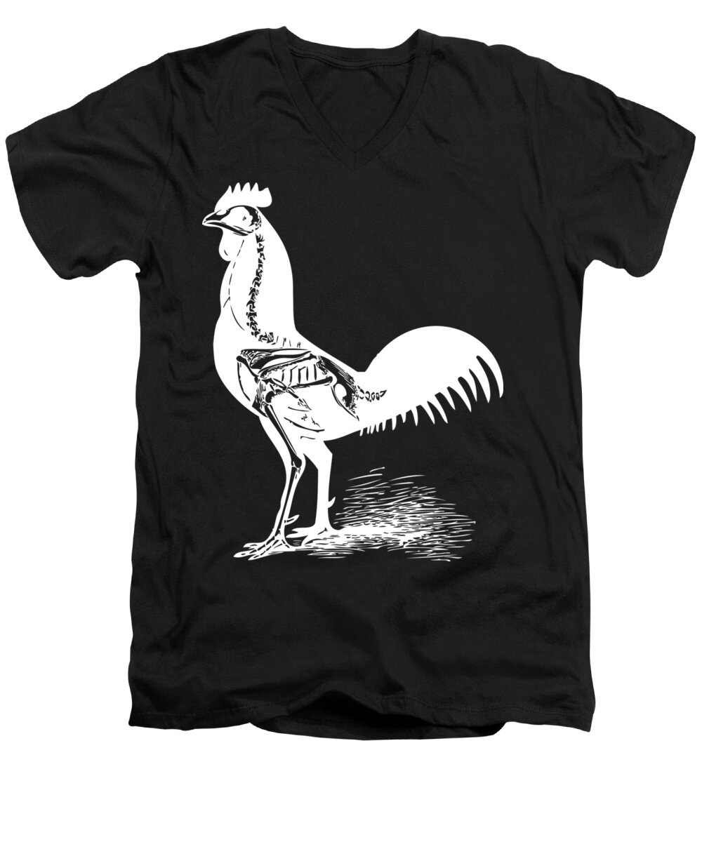 Hen Men's V-Neck T-Shirt featuring the digital art Chicken X-ray tee by Edward Fielding