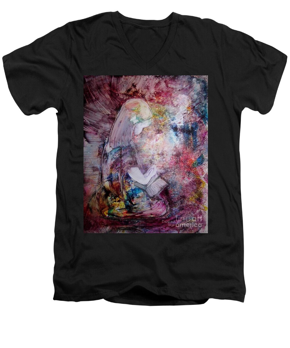 Prayer Men's V-Neck T-Shirt featuring the painting Childlike Faith by Deborah Nell