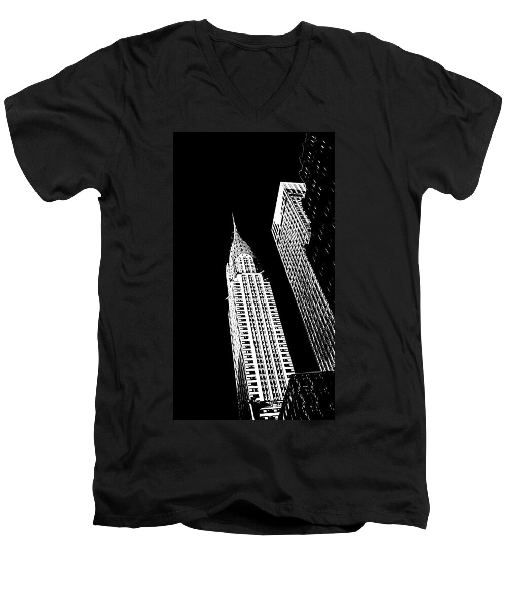 Chrysler Building Men's V-Neck T-Shirt featuring the photograph Chrysler Nights by Az Jackson