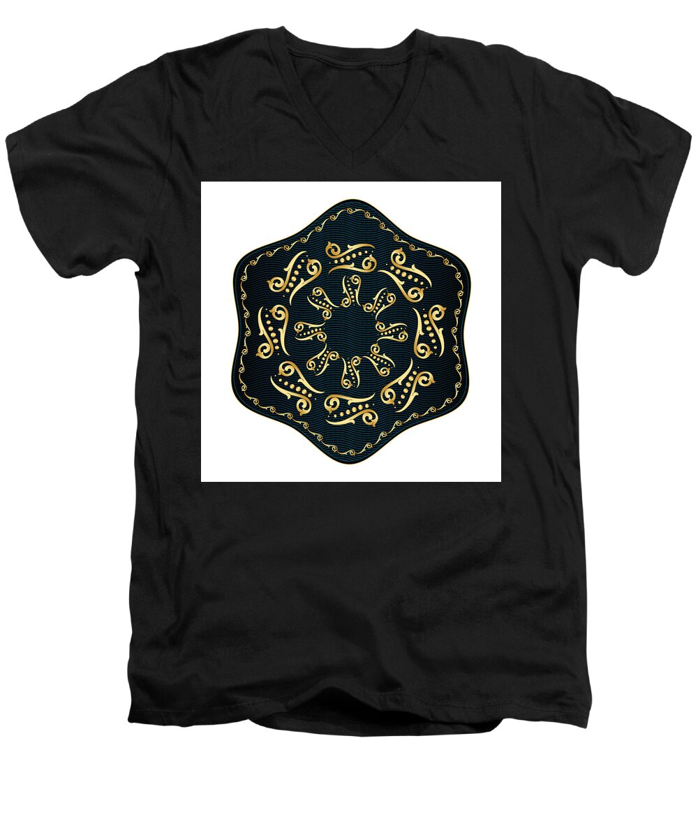 Mandala Men's V-Neck T-Shirt featuring the digital art Circularium No. 2560 by Alan Bennington