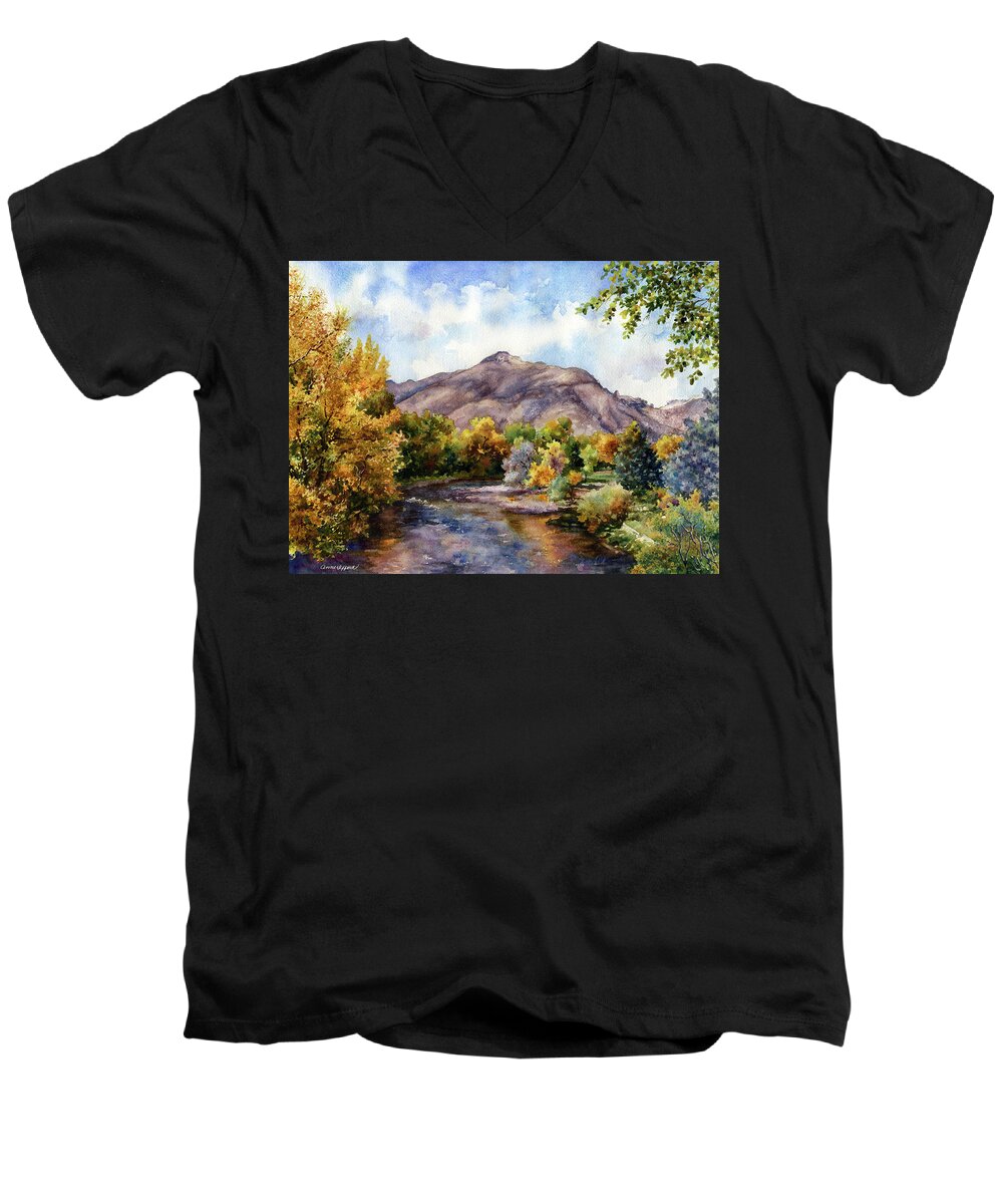 River Painting Men's V-Neck T-Shirt featuring the painting Clear Creek by Anne Gifford