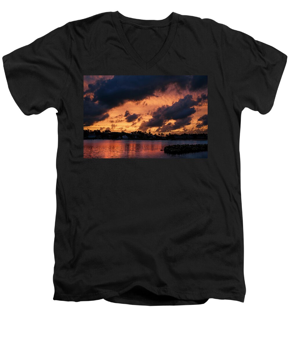 Clouds Men's V-Neck T-Shirt featuring the photograph Cloudscape by Laura Fasulo
