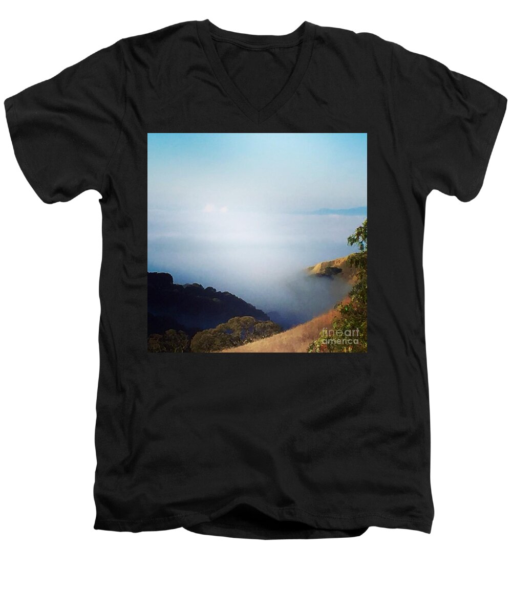 Coast Men's V-Neck T-Shirt featuring the photograph Coastal Fog by Suzanne Lorenz