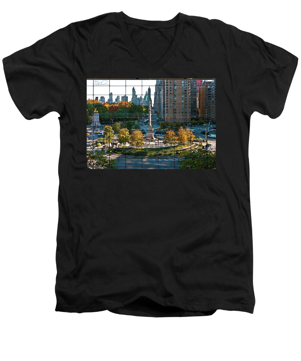 Nyc Men's V-Neck T-Shirt featuring the photograph Columbus Circle by S Paul Sahm