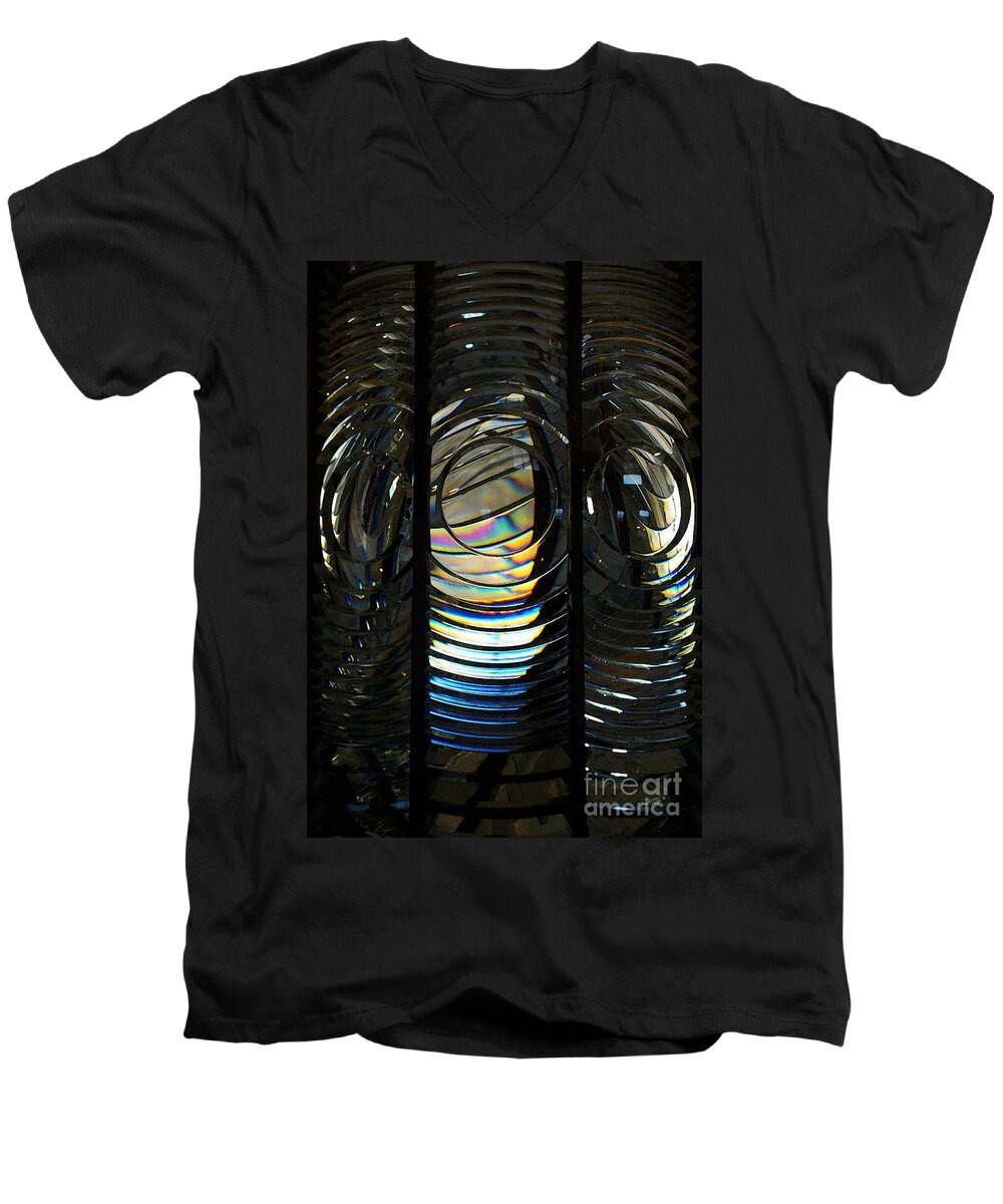 Abstract Men's V-Neck T-Shirt featuring the photograph Concentric Glass Prisms - Water Color by Linda Shafer