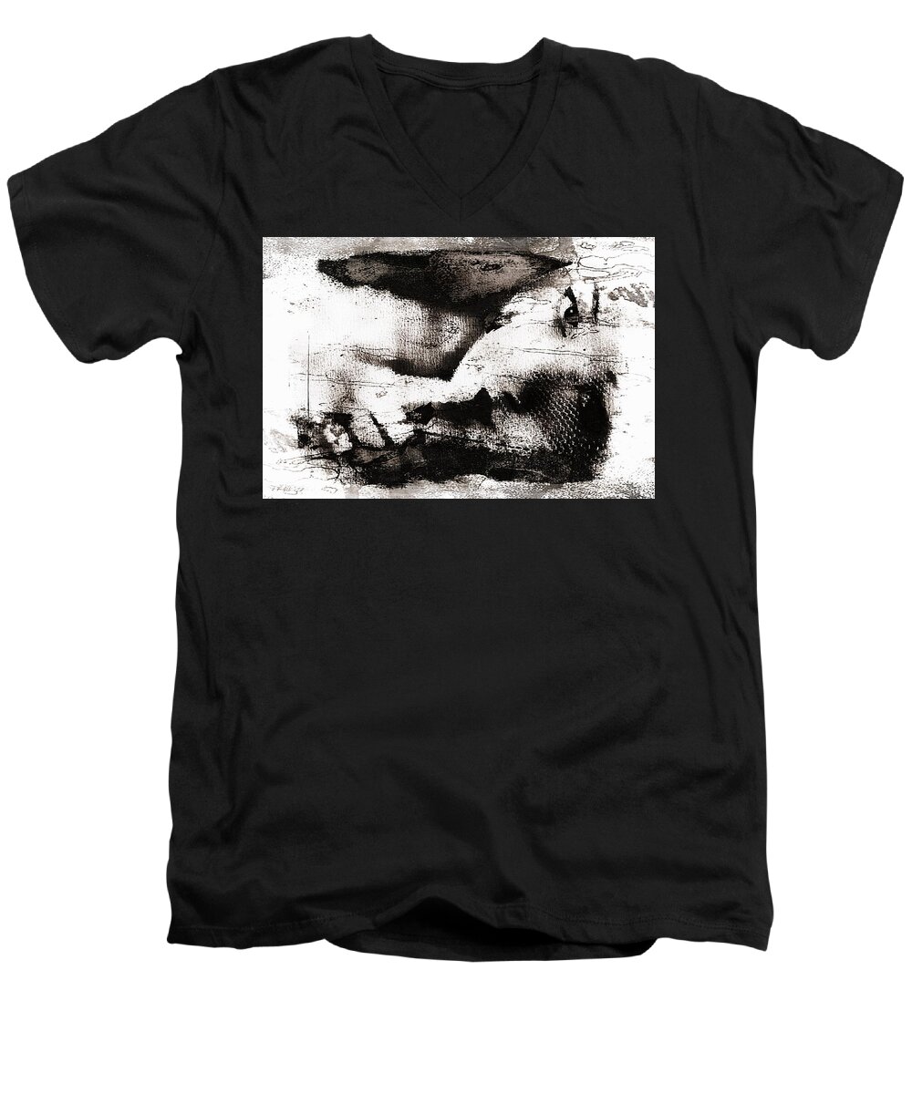 Connivance Men's V-Neck T-Shirt featuring the photograph Connivance,Darkened graphics by Jean Francois Gil