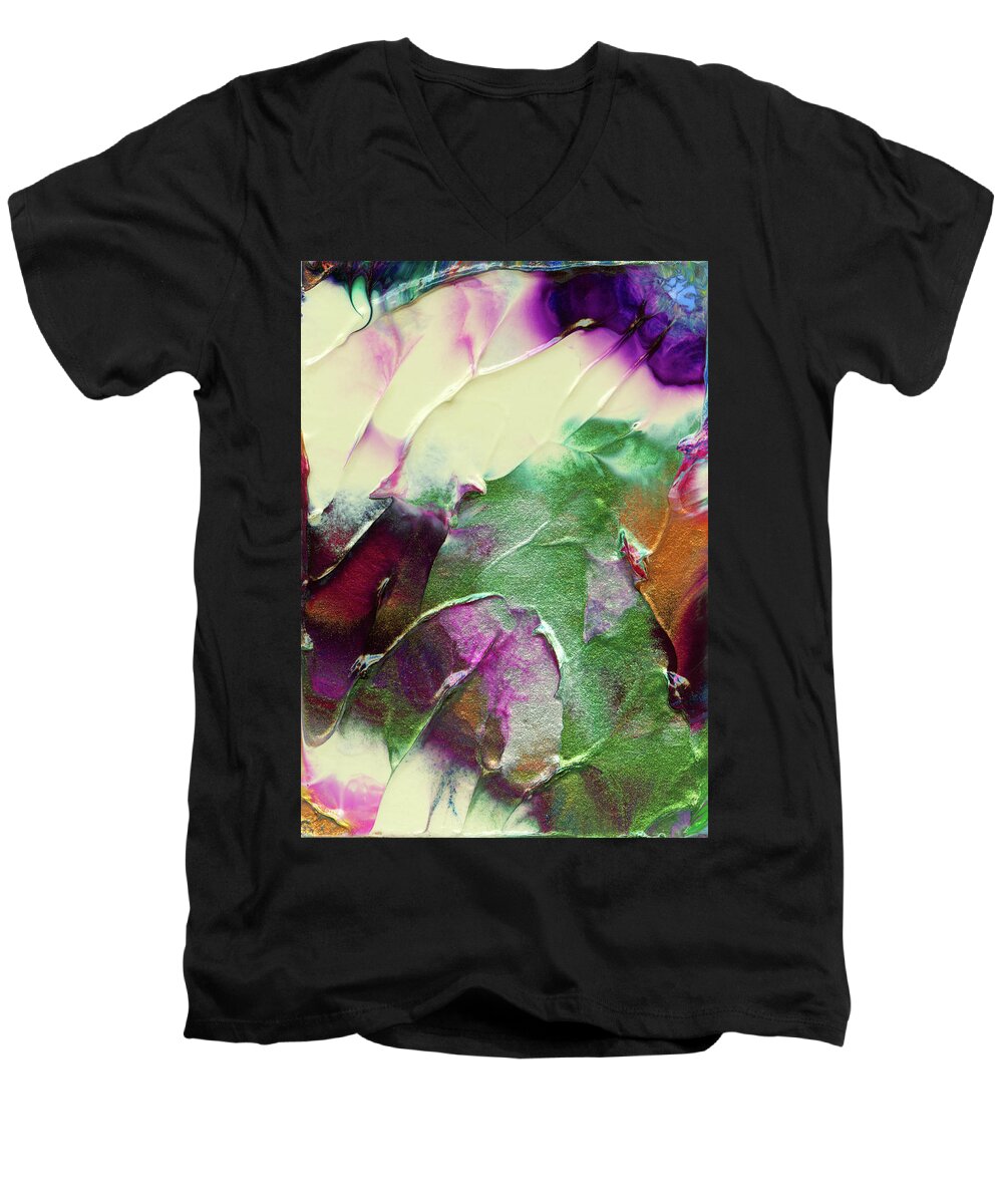 Cosmic Men's V-Neck T-Shirt featuring the painting Cosmic Pearl Dust by Nan Bilden