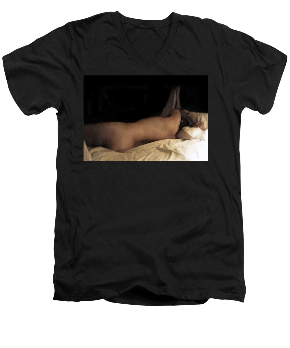 Nude Men's V-Neck T-Shirt featuring the photograph Cowboy Dreaming by RC DeWinter