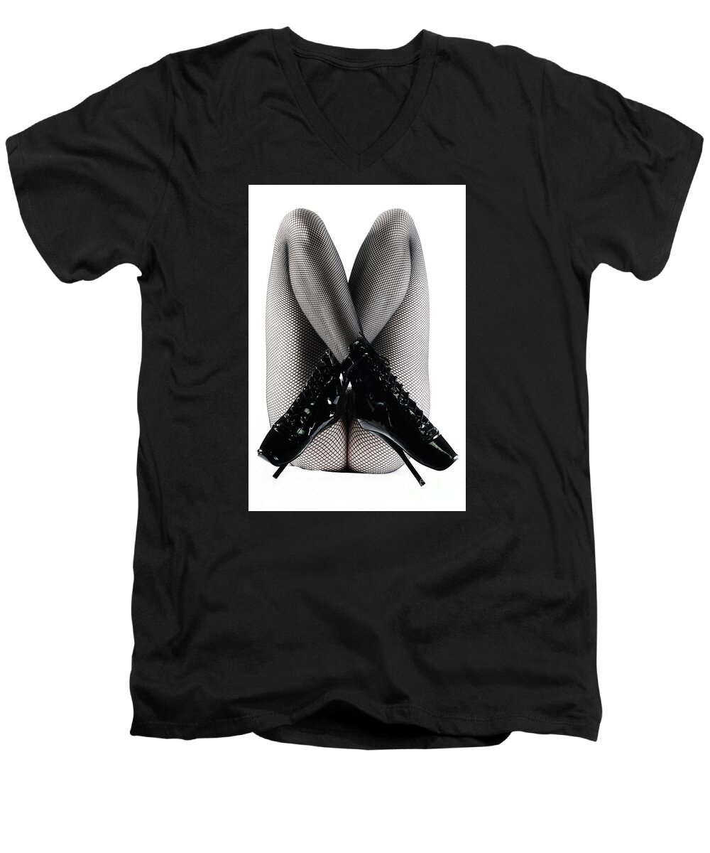 Artistic Men's V-Neck T-Shirt featuring the photograph Crossing paths by Robert WK Clark