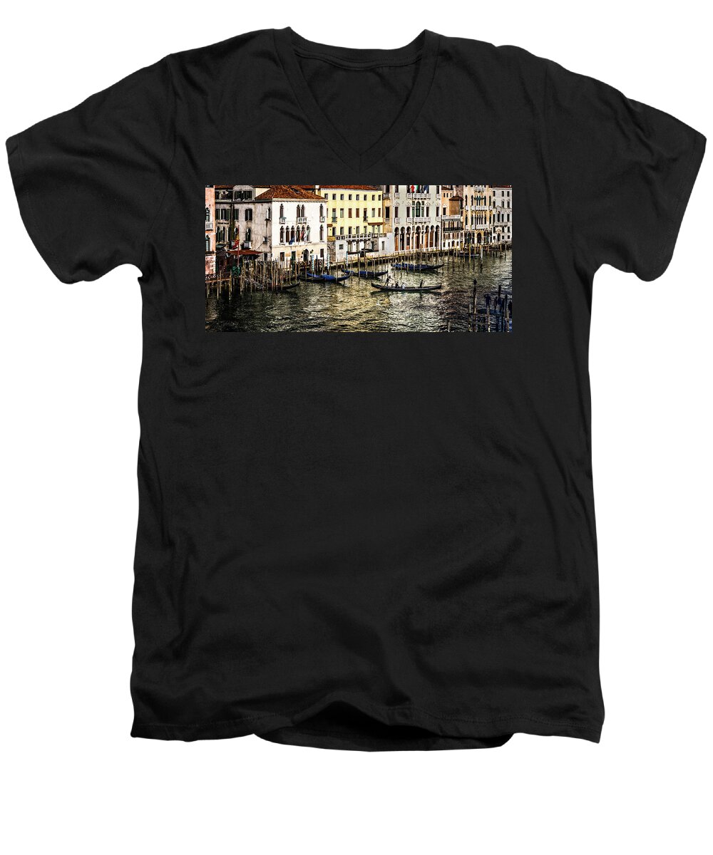Venice Men's V-Neck T-Shirt featuring the photograph Crossing the Canal by M G Whittingham