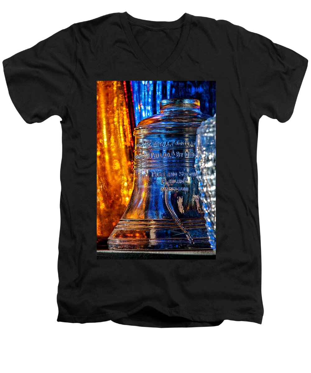 Liberty Bell Men's V-Neck T-Shirt featuring the photograph Crystal Liberty Bell by Christopher Holmes