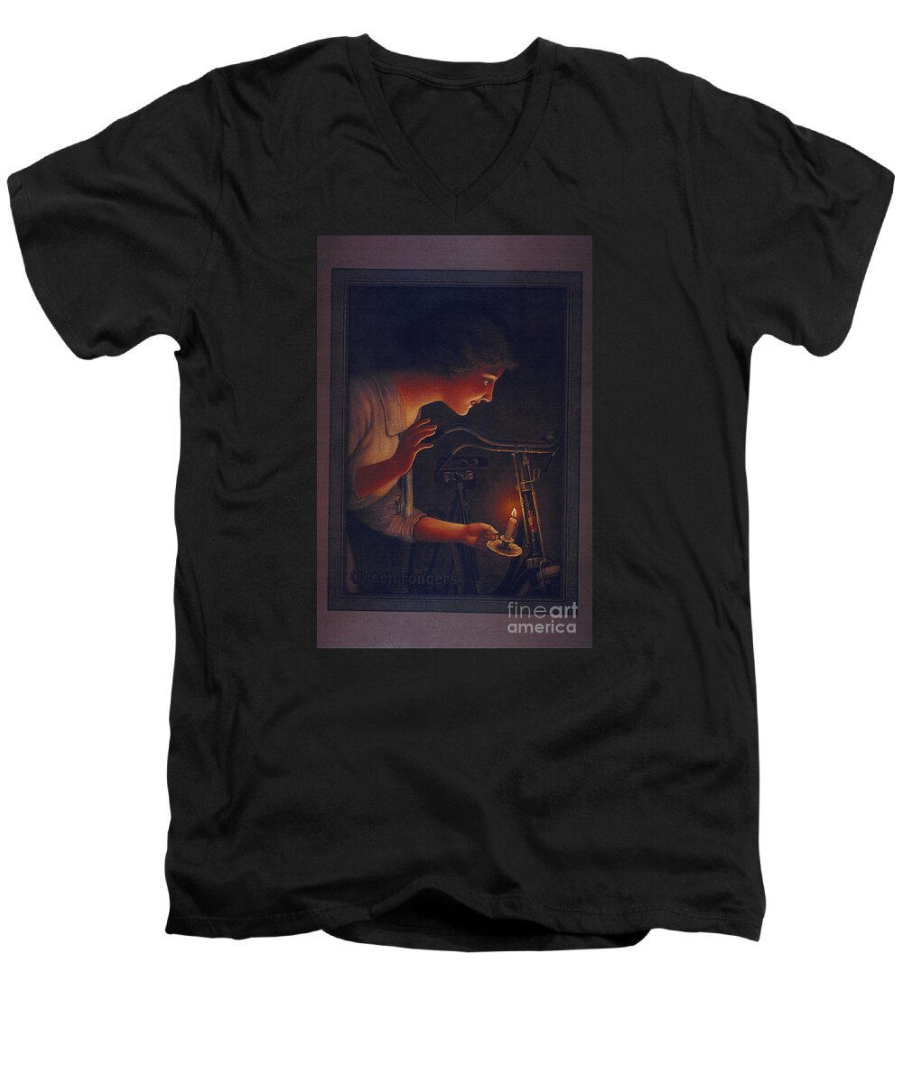 Cycles Fongers Men's V-Neck T-Shirt featuring the painting Cycles Fongers Vintage Bicycle Poster by Vintage Collectables