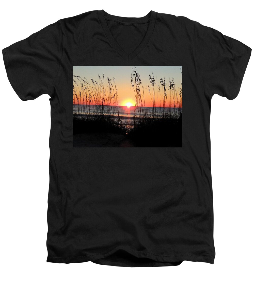Sunrise Men's V-Neck T-Shirt featuring the photograph Dawn of the Eclipse by Vincent Green