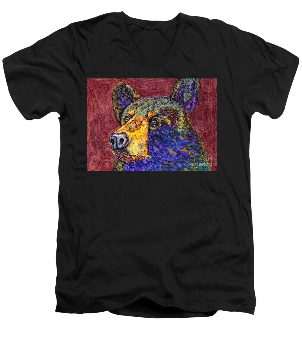 Alcohol Ink Men's V-Neck T-Shirt featuring the painting Deep in Thought by Jan Killian