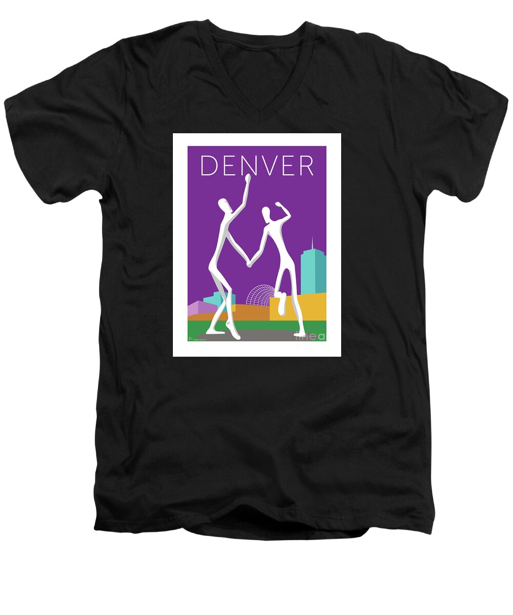 Denver Men's V-Neck T-Shirt featuring the digital art DENVER Dancers/Purple by Sam Brennan