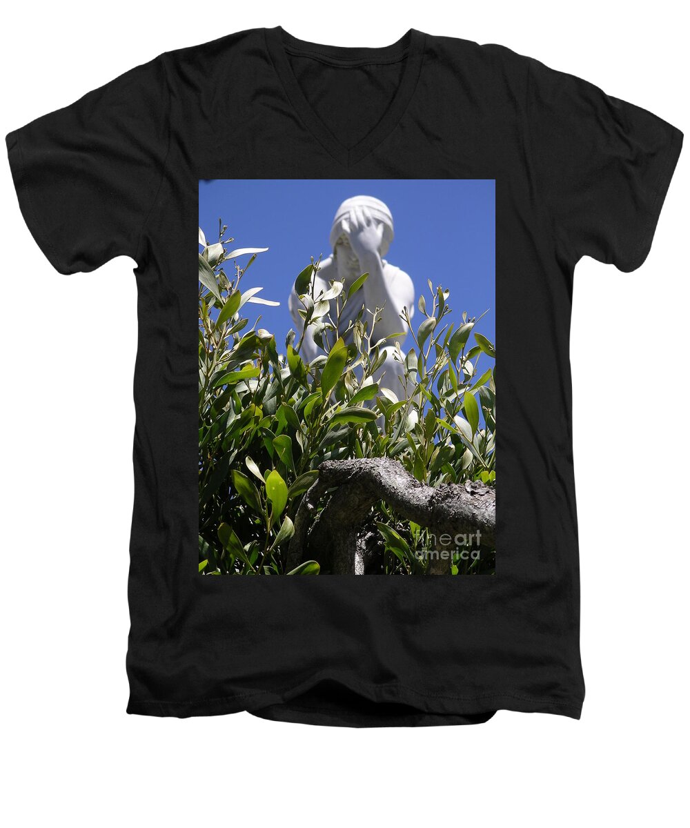 Cemetery Men's V-Neck T-Shirt featuring the photograph Despair by Cynthia Marcopulos
