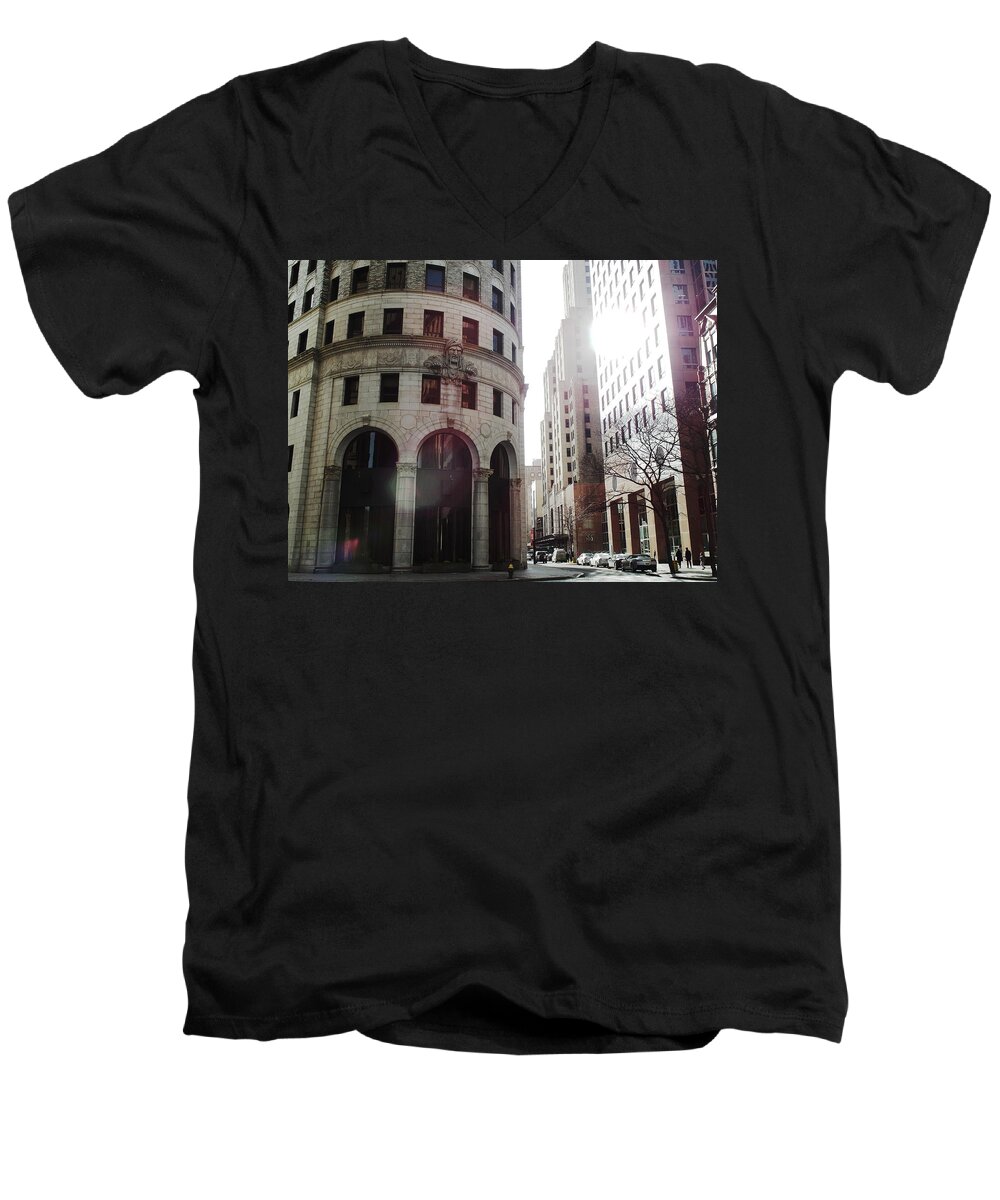 Rhode Island Men's V-Neck T-Shirt featuring the photograph Downtown Providence by Christopher Brown