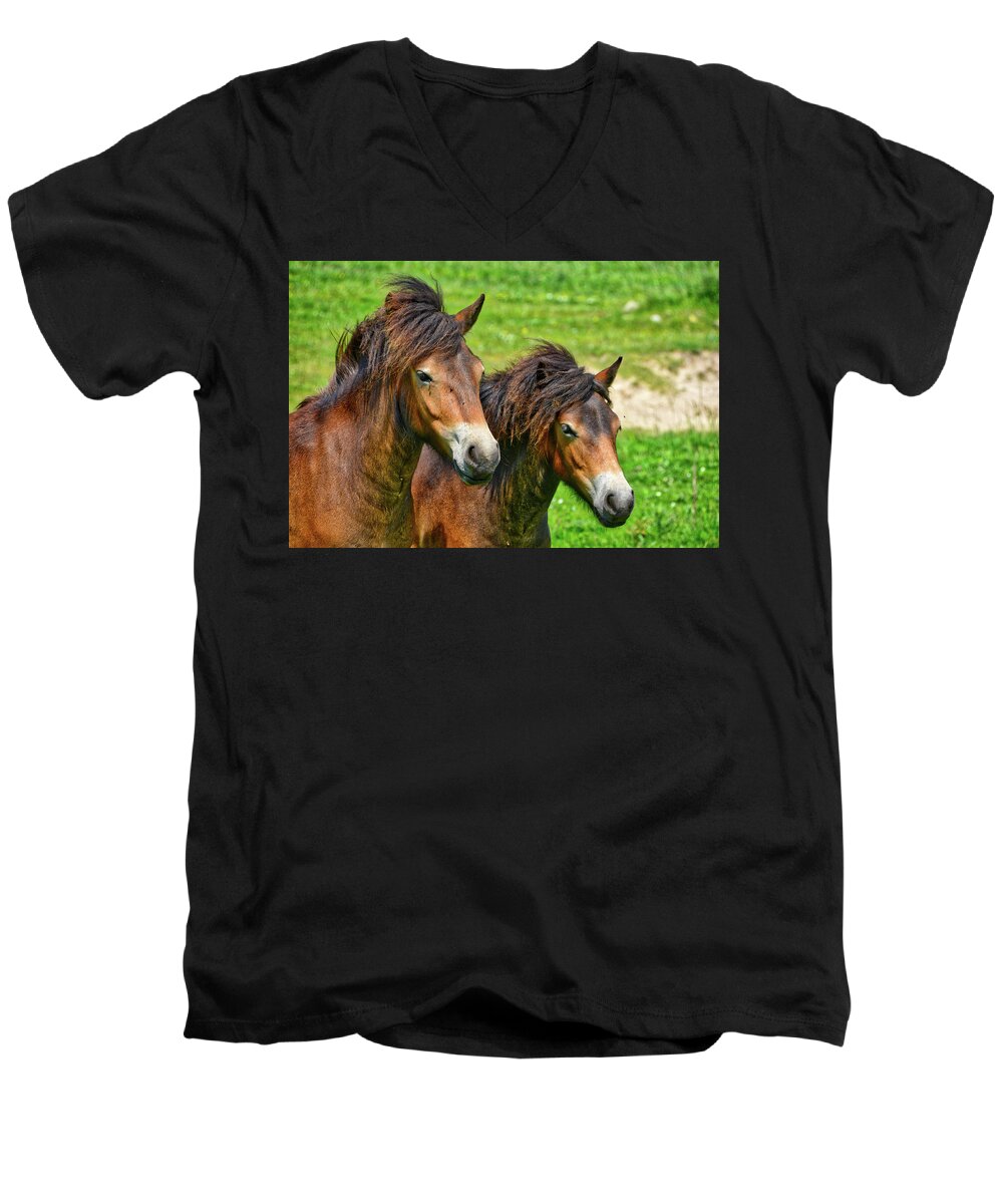 Animals Men's V-Neck T-Shirt featuring the photograph Duo by Ingrid Dendievel