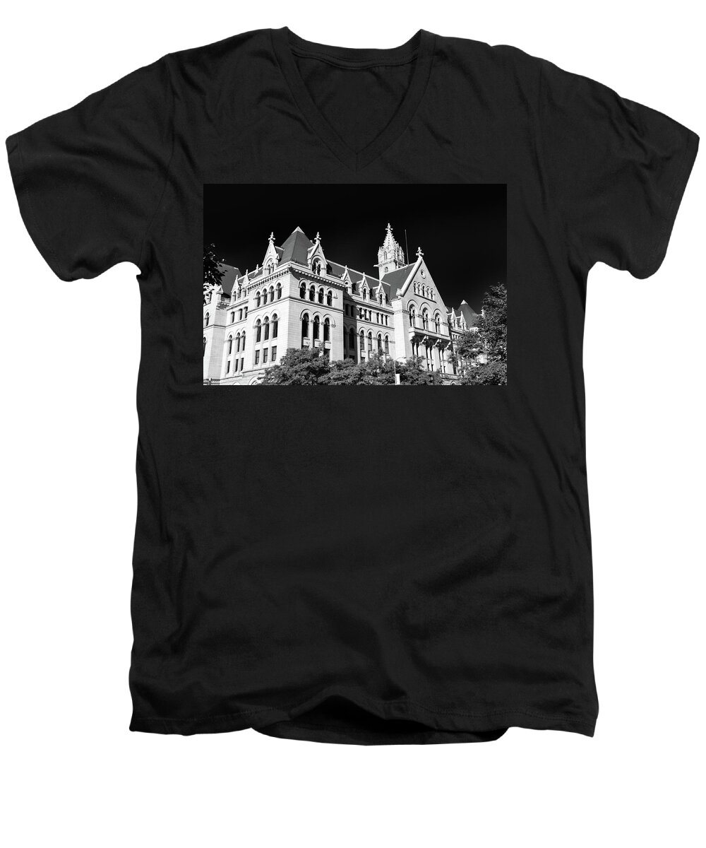 Buffalo Architecrure Men's V-Neck T-Shirt featuring the photograph ECC 0946b by Guy Whiteley