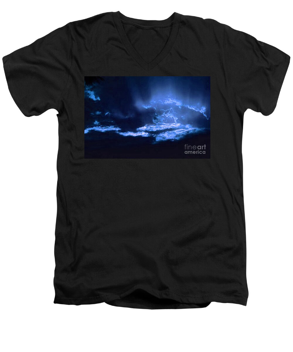 Clouds Men's V-Neck T-Shirt featuring the photograph Electric Sky by Angela L Walker
