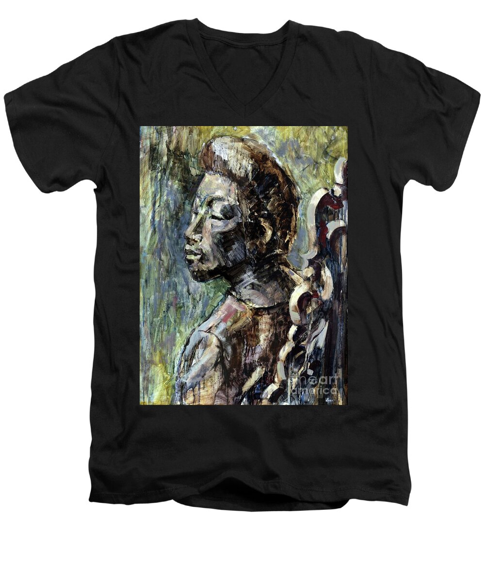 Portrait Men's V-Neck T-Shirt featuring the painting Ellen by William Band