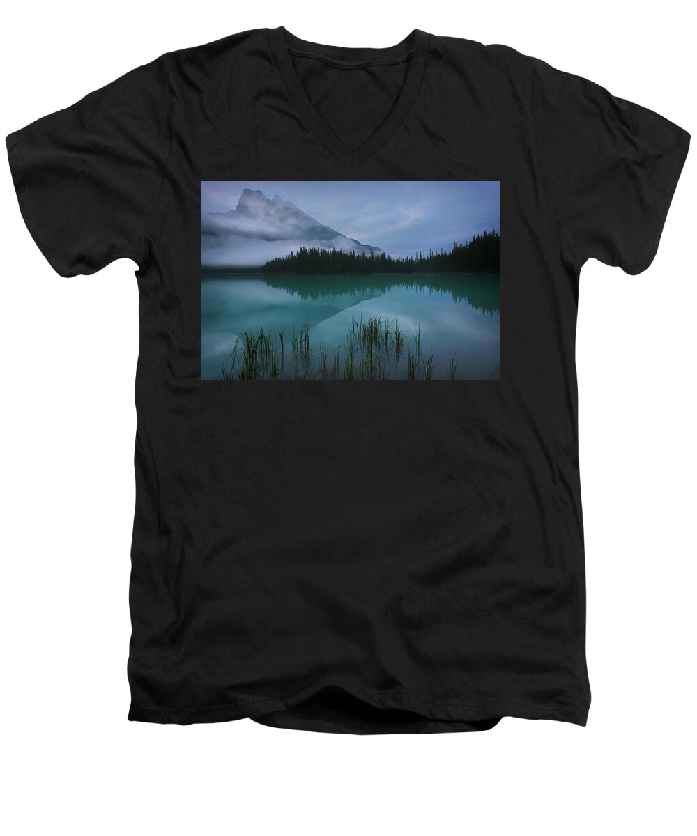Mountains Men's V-Neck T-Shirt featuring the photograph Emerald Lake Before Sunrise by Dan Jurak