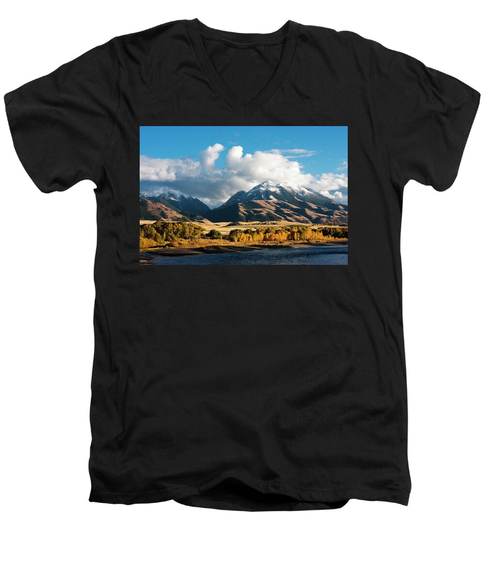 Emigrant Peak Men's V-Neck T-Shirt featuring the photograph A Touch of Paradise by Mark Miller