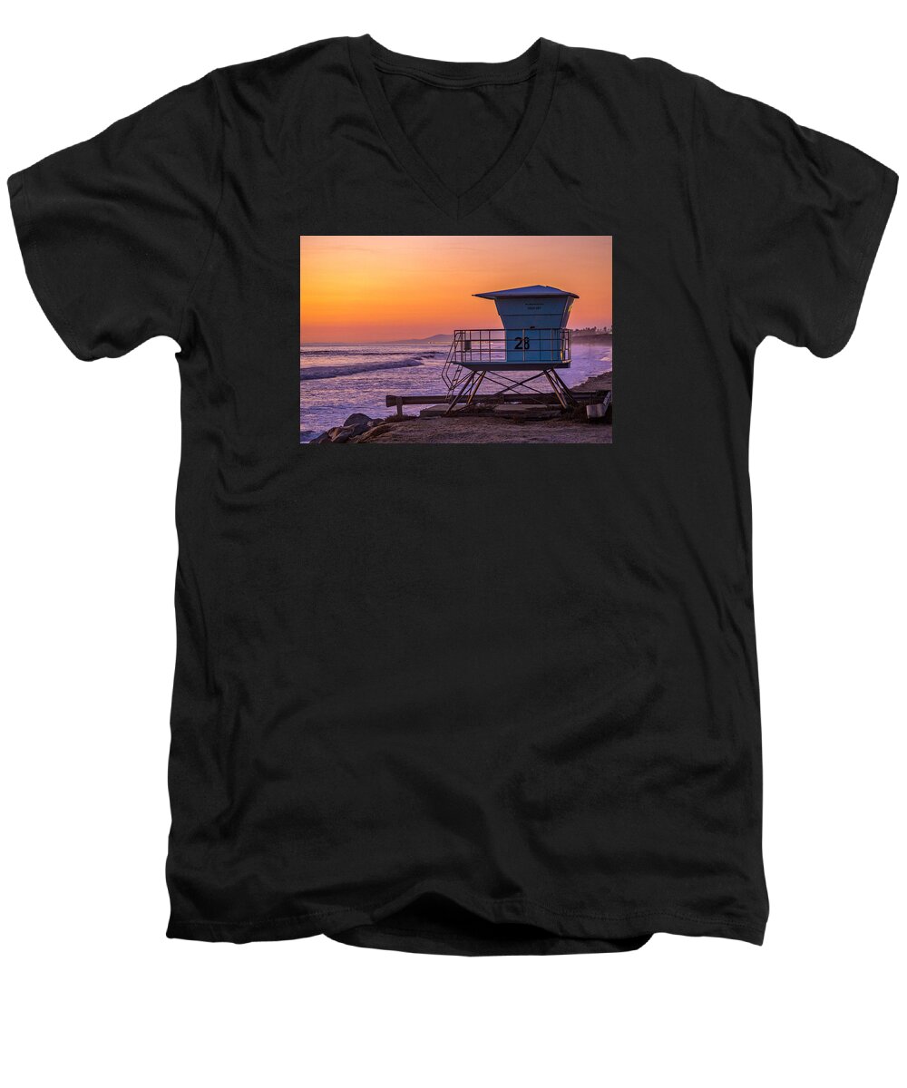 Beach Men's V-Neck T-Shirt featuring the photograph End of Summer by Peter Tellone