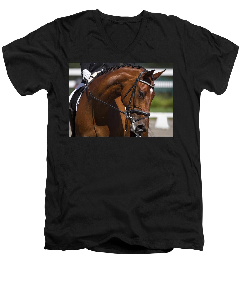 Equestrian At Work Men's V-Neck T-Shirt featuring the photograph Equestrian At Work by Wes and Dotty Weber
