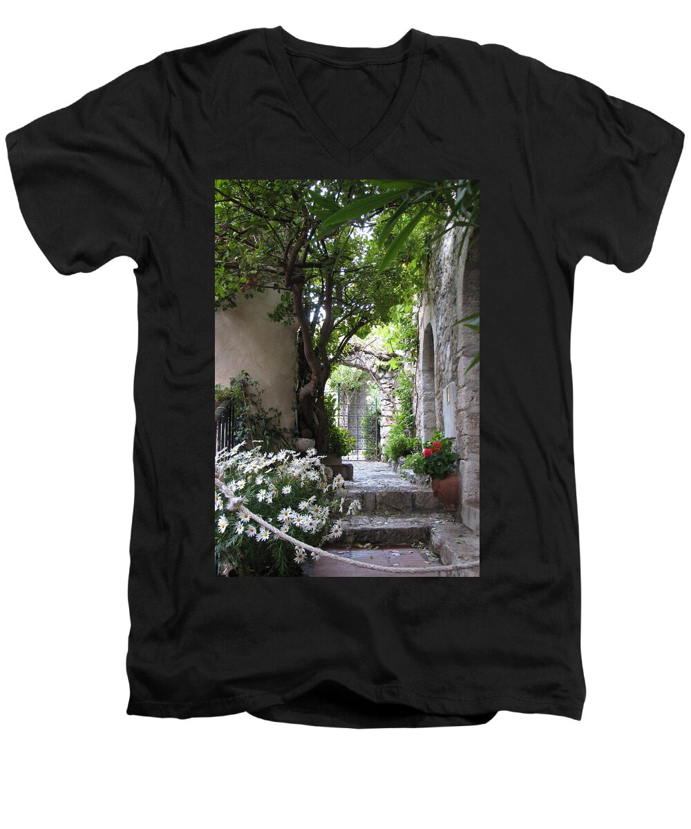 Eze Men's V-Neck T-Shirt featuring the photograph Eze Passageway by Carla Parris