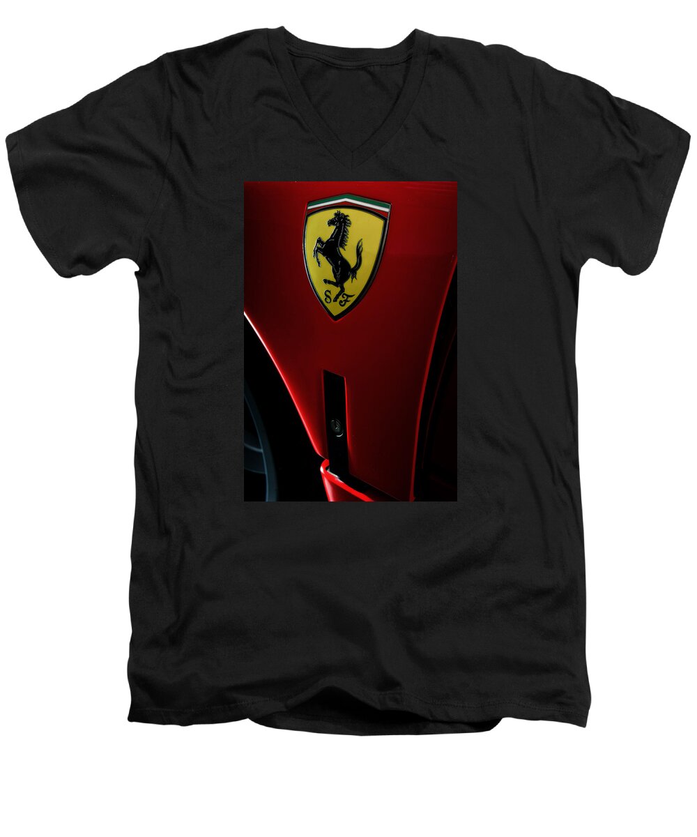 Ferrari Men's V-Neck T-Shirt featuring the photograph F40 Prancing Horse by ItzKirb Photography