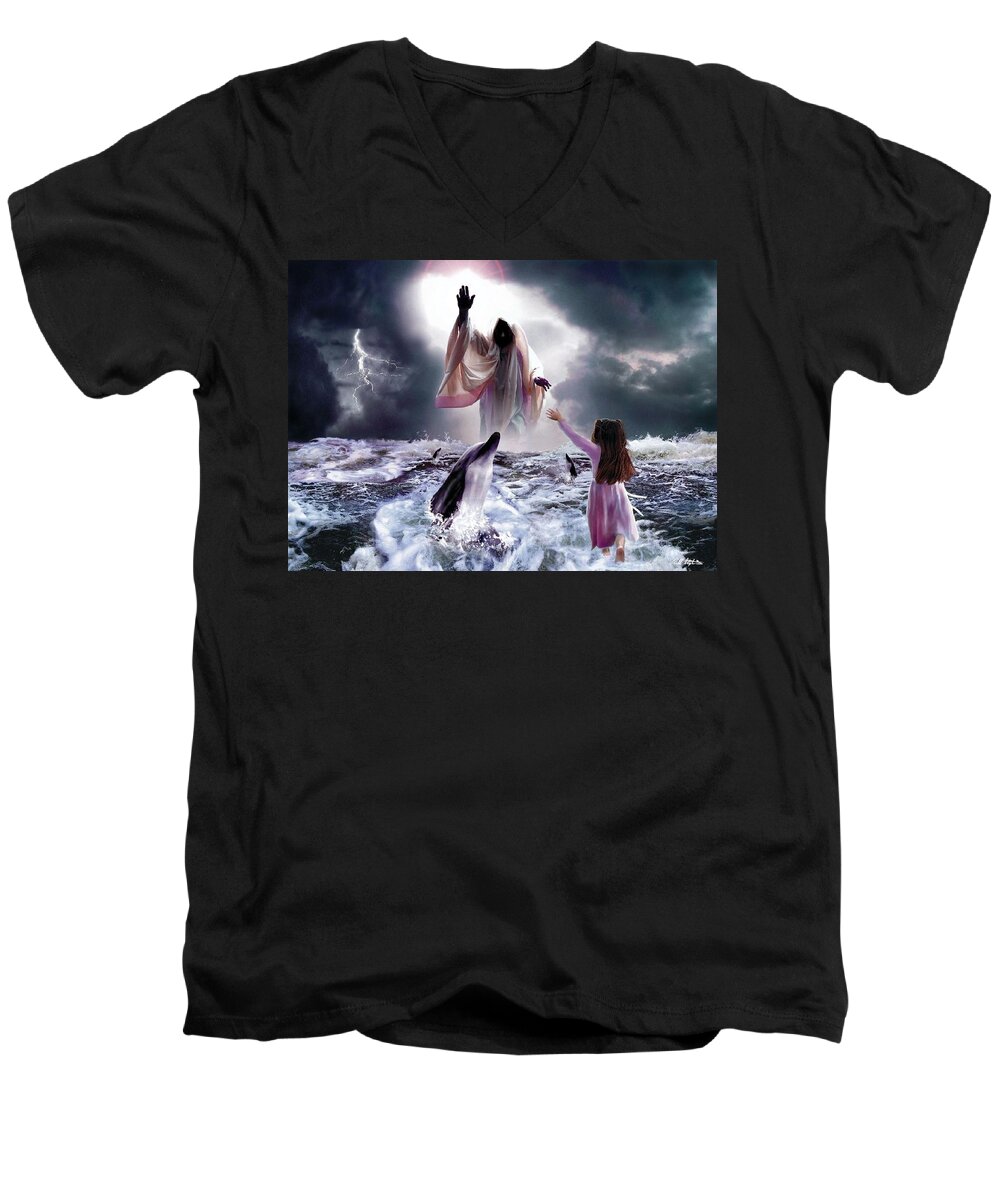  Children Men's V-Neck T-Shirt featuring the digital art Faith by Bill Stephens