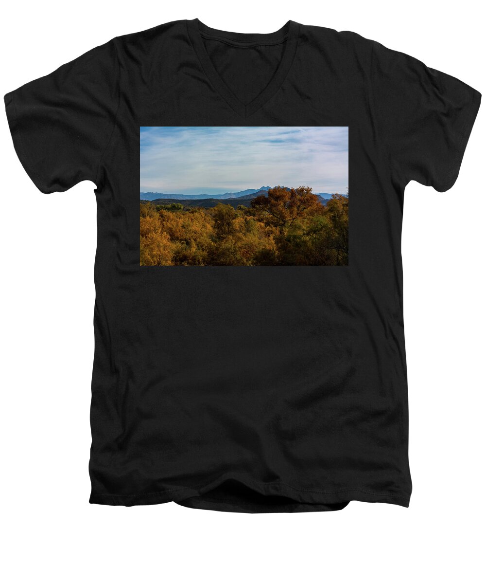 Fall Men's V-Neck T-Shirt featuring the photograph Fall in the Desert by Douglas Killourie