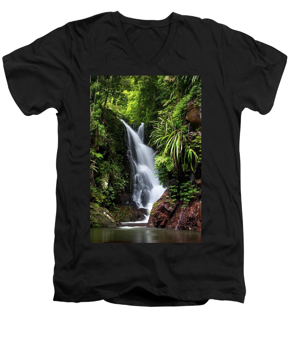 Waterfall Photos Men's V-Neck T-Shirt featuring the photograph Falls Of Elabana by Az Jackson