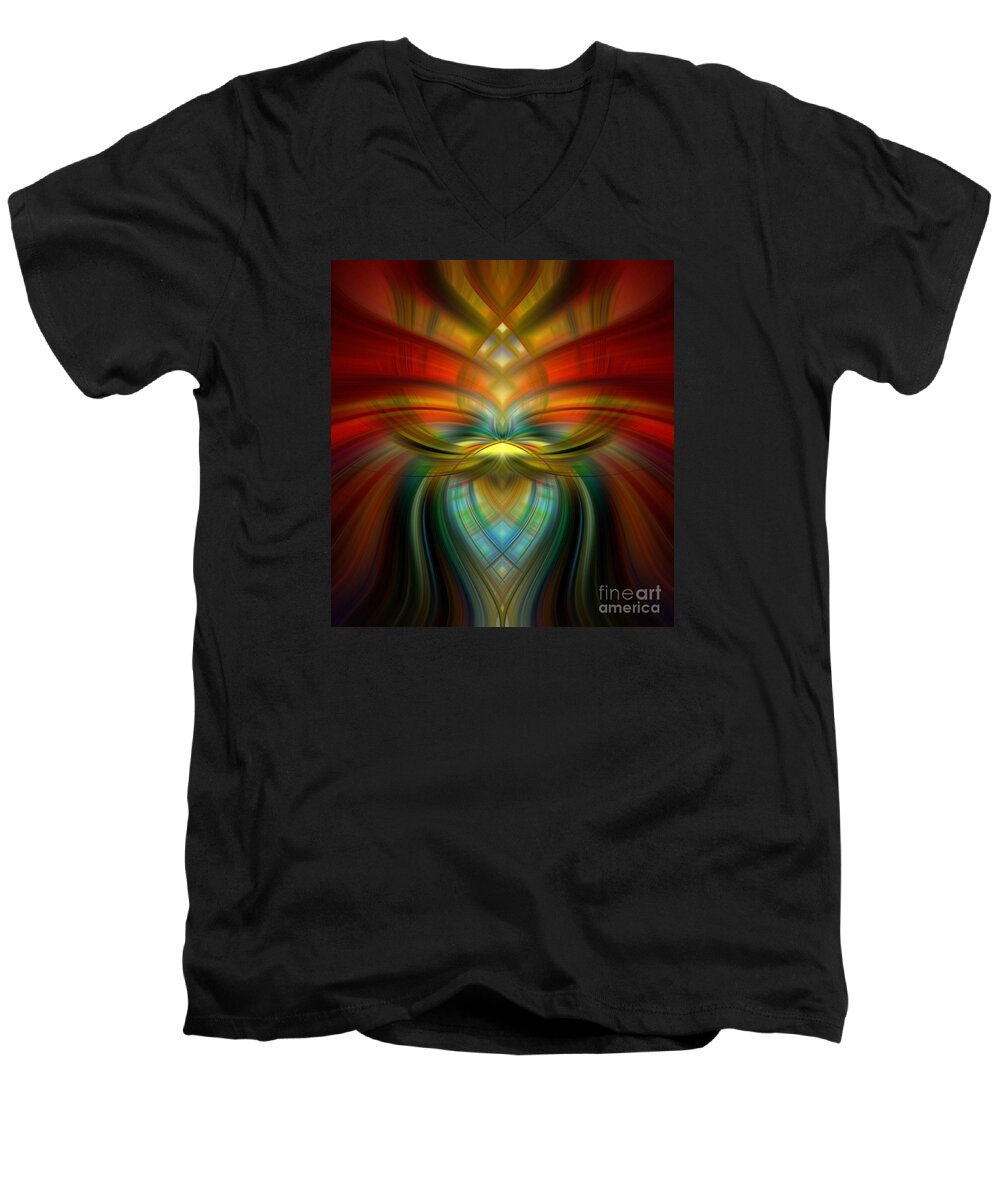 Abstract Men's V-Neck T-Shirt featuring the photograph Fire and Ice by Debra Fedchin