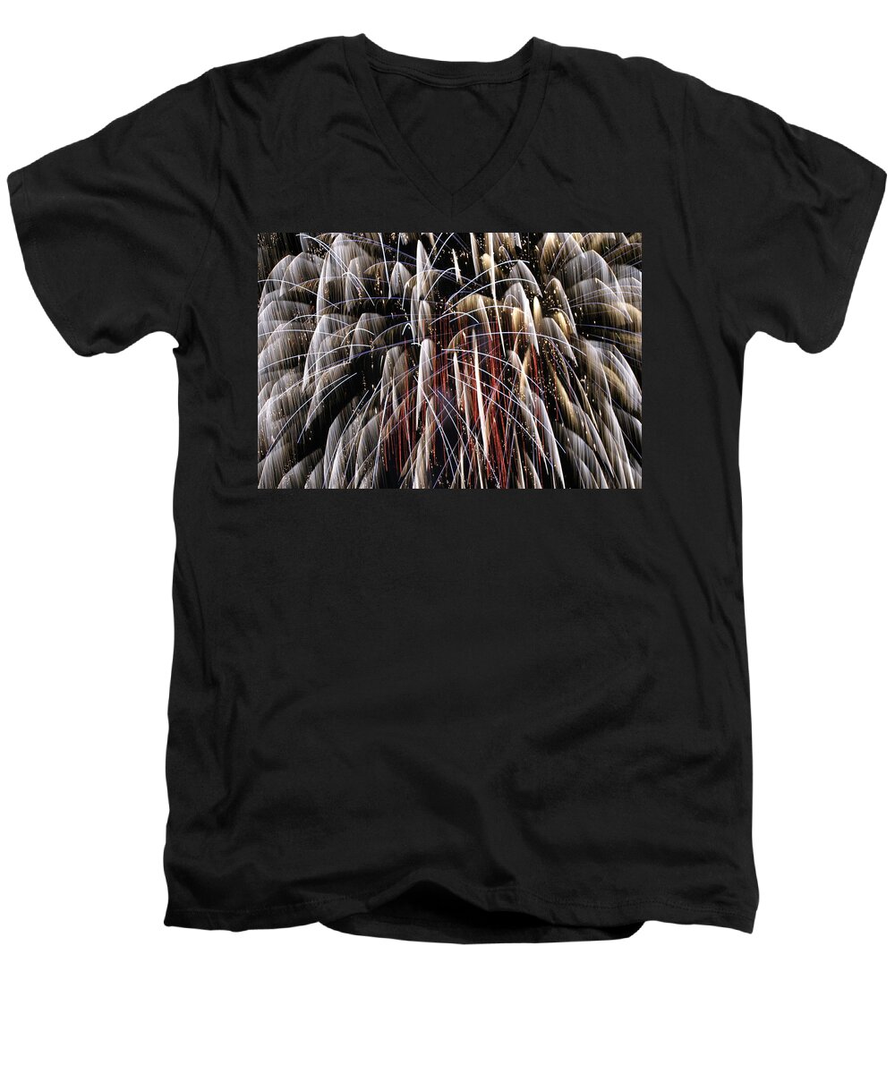 Fire Men's V-Neck T-Shirt featuring the digital art Fire Fountain by Gary Baird