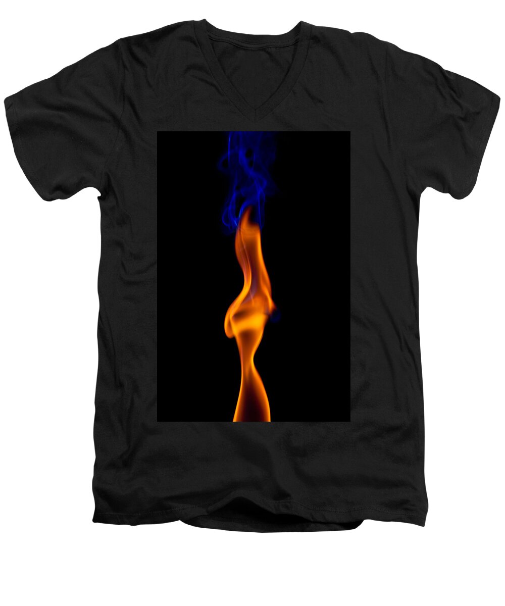 Abstract Men's V-Neck T-Shirt featuring the photograph Fire Lady by Gert Lavsen