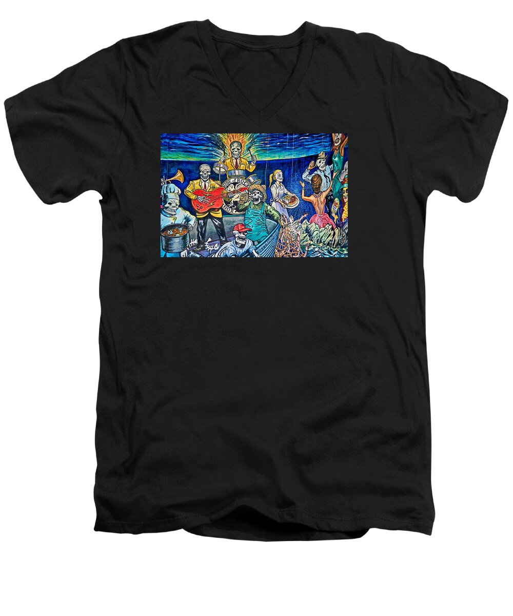 Corpus Christi Men's V-Neck T-Shirt featuring the photograph Fish Fright by Ken Williams