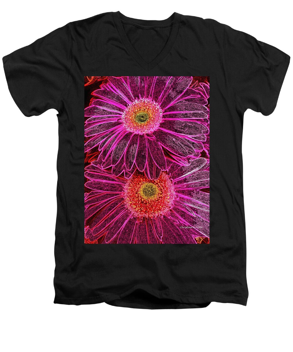 Flowers Men's V-Neck T-Shirt featuring the photograph Floral Contrast 6 by Christine McCole