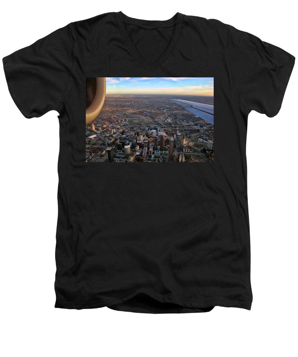 Cincinnati Men's V-Neck T-Shirt featuring the photograph Flying over Cincinnati by Joann Vitali
