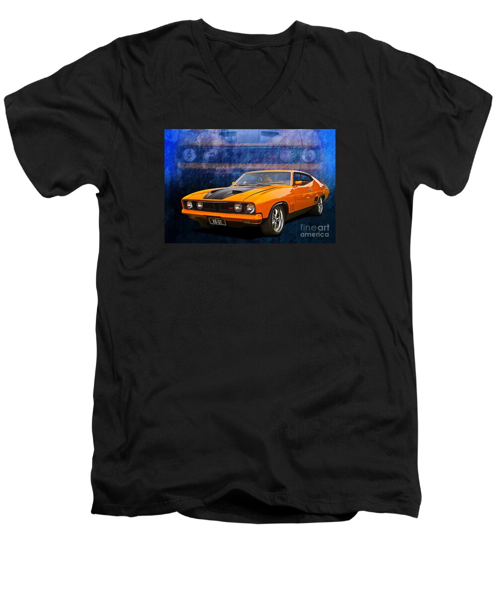 Ford Men's V-Neck T-Shirt featuring the photograph Ford Falcon XB 351 GT Coupe by Stuart Row