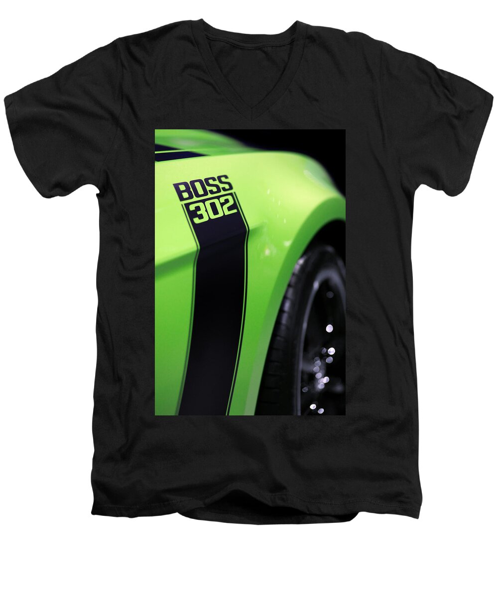 2011 Men's V-Neck T-Shirt featuring the photograph Ford Mustang - BOSS 302 by Gordon Dean II